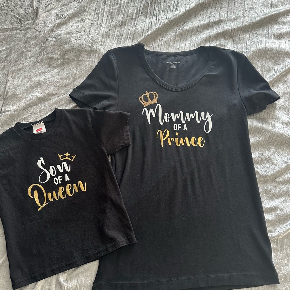 Amazon Essentials Black Short Sleeve Tees - Mommy and Son Set